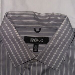 Kenneth Cole Reaction Men's Dress Shirt with Gray and White Stripes